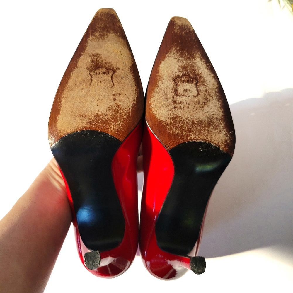 Stuart Weitzman Candy Red Pointed Toe Pumps Size 8 - image 5